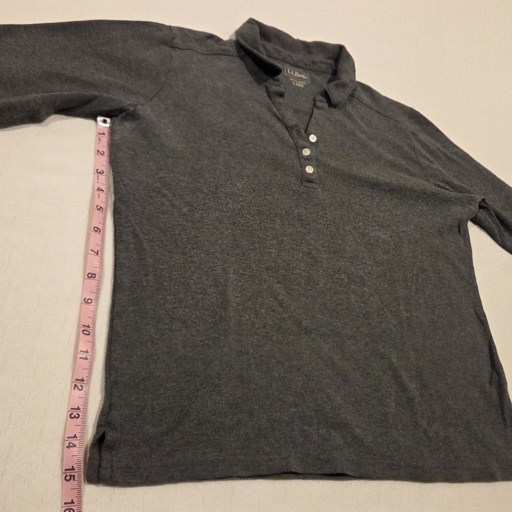 L.L.Bean Charcoal Three-Quarter Sleeve Henley Top - Picture 4 of 7